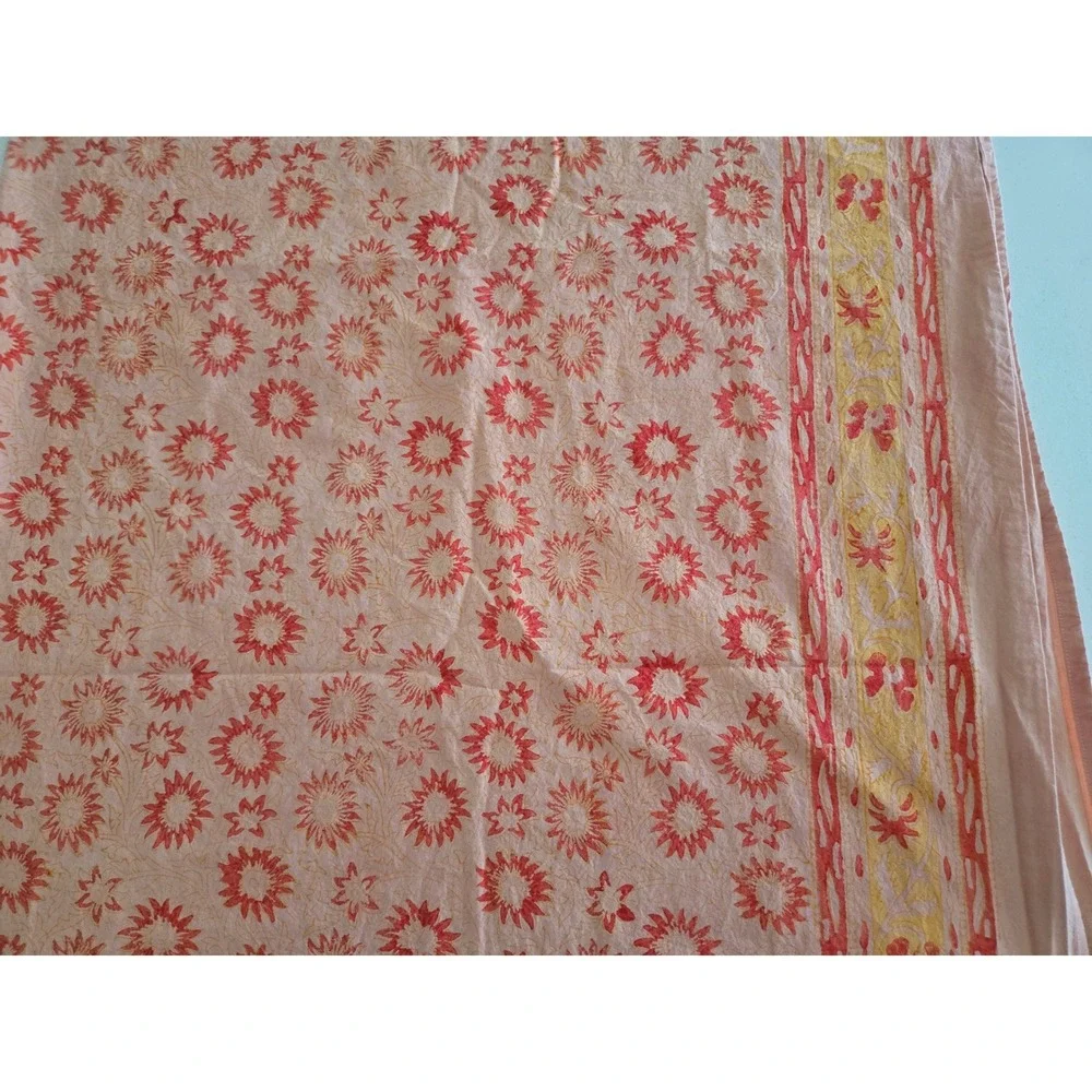 Couleur Nature 58x88 Tablecloth Floral Block Print Rectangle French Provincial